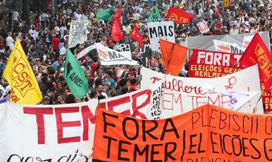 [포토] 브라질 상파울로, 테메르 대통령에 반대하는 시위 지속