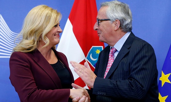 [포토] 크로아티아 대통령, EU 위원장과 회담