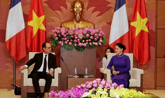 [포토] 베트남 국회의장, 프랑스 대통령과 회담