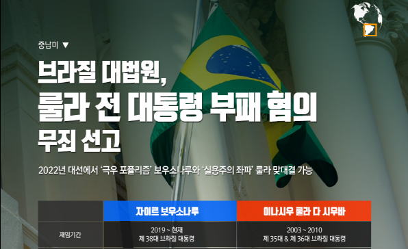 [이슈인포그래픽] 룰라 브라질 전 대통령, 부패 혐의 무죄