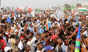 [포토] 콩고 야당 지지자들, 킨샤사에서 정치 집회
