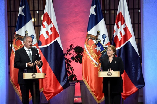 [포토] 슬로바키아 대통령, 칠레 대통령과 정상회담