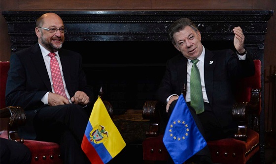 [포토] 슐츠 유럽의회 의장, 콜롬비아 방문해 대통령과 회담