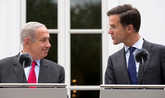 [포토] 이스라엘 총리, 헤이그에서 네덜란드 총리와 회담
