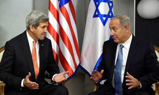 [포토] 이스라엘 총리, 뉴욕에서 미 국무부 장관과 회담
