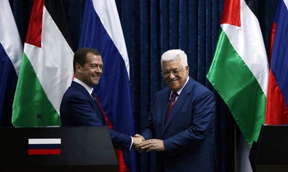 [포토] 러시아 총리, 팔레스타인 수반과 회담