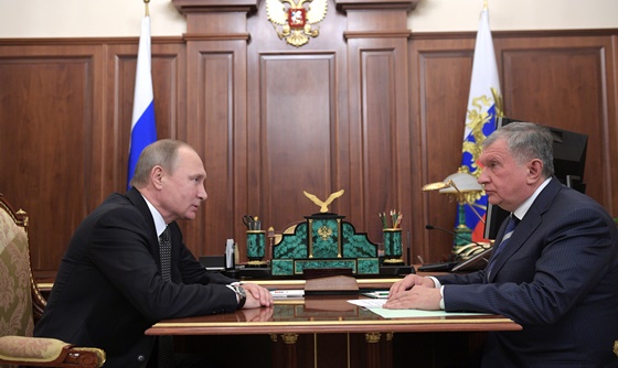 [포토] 러시아 대통령, 로스네프트社 CEO와 만나
